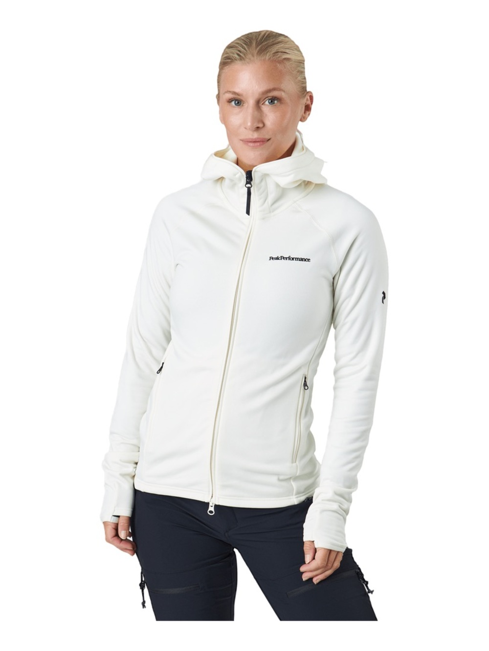 Peak Performance W Chill Light Zip Hood in vintage white. Size XS